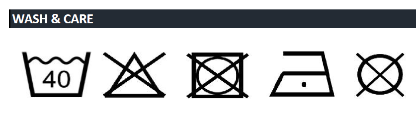 Wasvoorschriften voor de sweater Elano aan de hand van iconen. Wassen op 40 graden, en strijken is toegestaan. Niet in de droger!